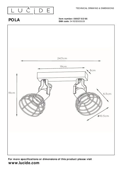 Lucide POLA - Ceiling spotlight Children - 2xE27 - Pink - technical